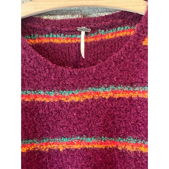 Madewell Womens Burgundy Striped Sweater With Alpaca Blend Long Sleeve Crewneck - Picture 2 of 6